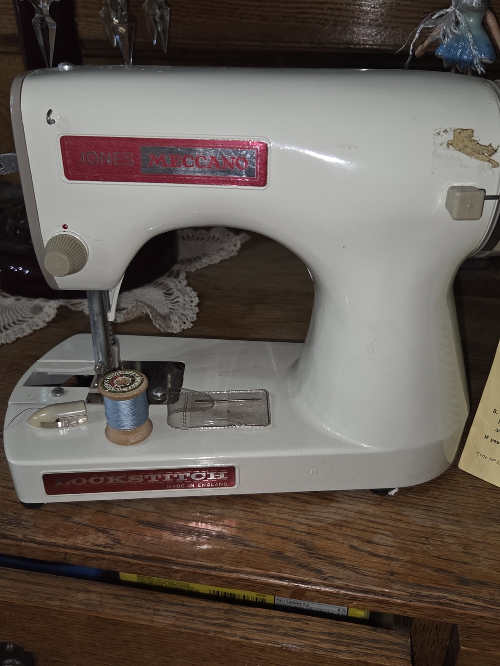 Jones Meccano White Kids Toy Sewing Machine with Red Accents